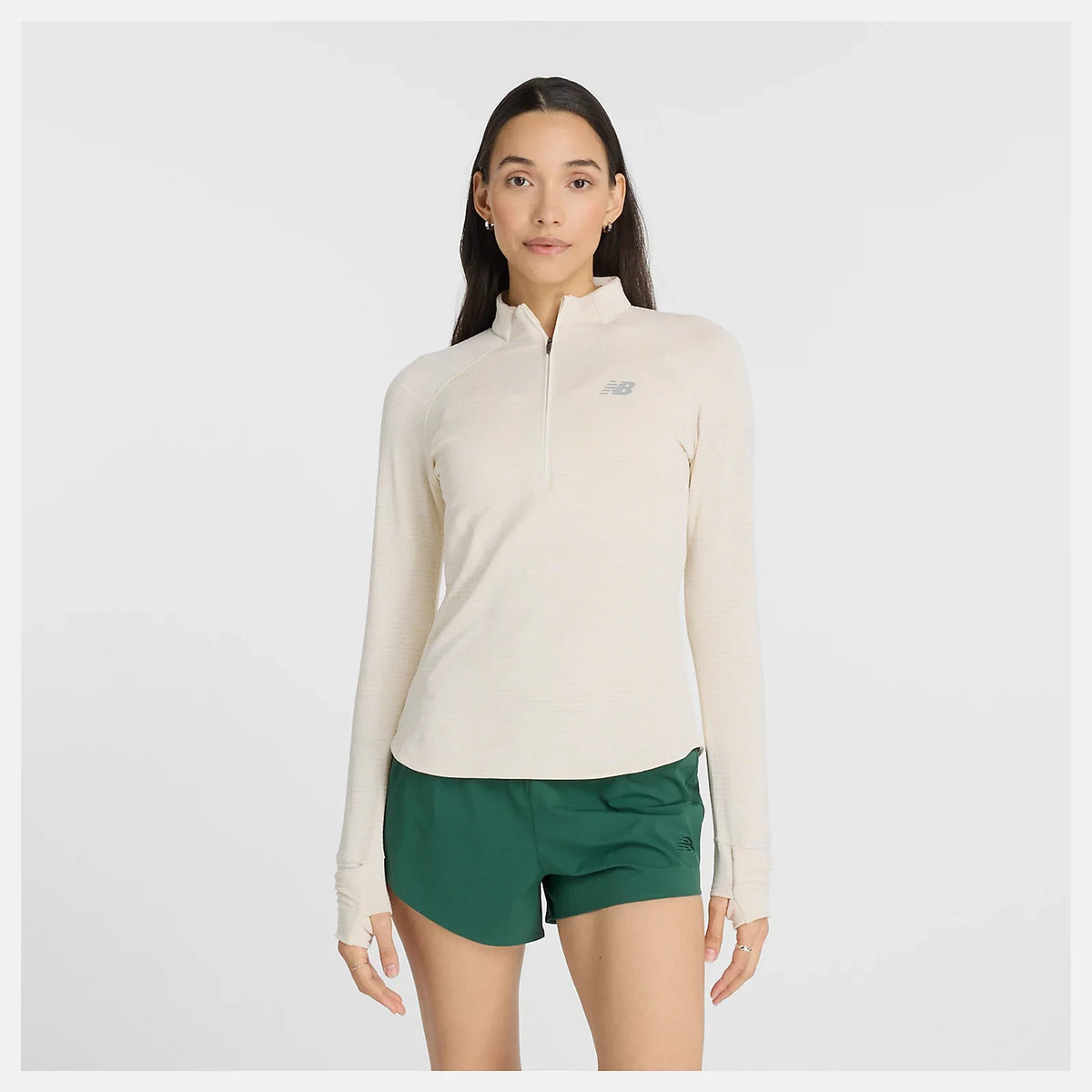New Balance Athletics Heat Grid 1/2 Zip - Linen Heather - WOMEN (WT43200)